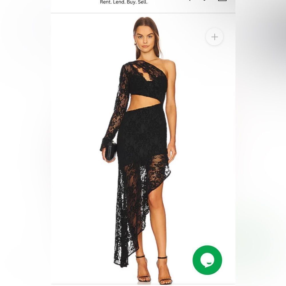 Majorelle Annel Dress Black Lace Asymmetrical Cut Out Going Out Revolve Sz L NWT - Picture 3 of 12